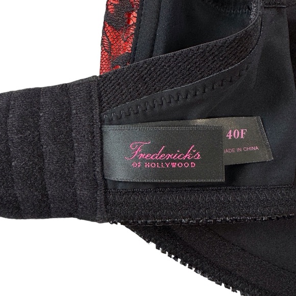 Fredrick’s of Hollywood Red and Black Lacy Underwire Bra Size 40F - Picture 8 of 12